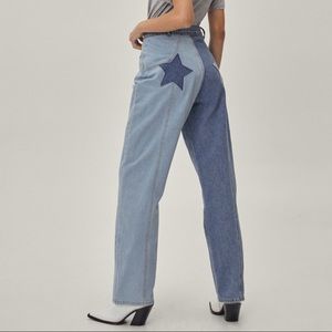 Star Patch Spliced Boyfriend Jeans